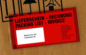 Unipack Dokumententasche auf Karton aufgeklebt