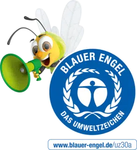 DebaBee Blauer Engel Debabee mit Logo Blauer Engel und Megafon